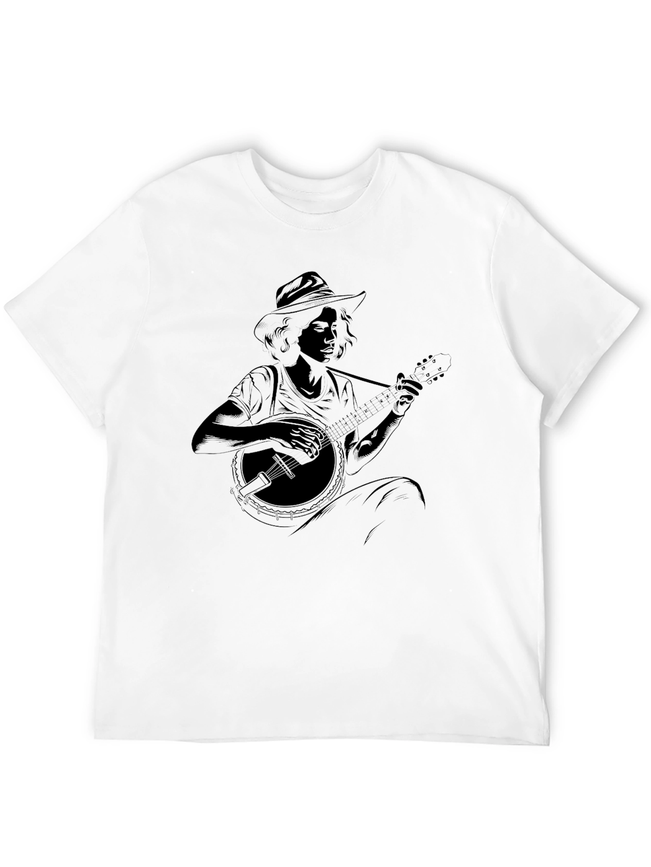 Banjo Player Graphic Black Tee - Unisex