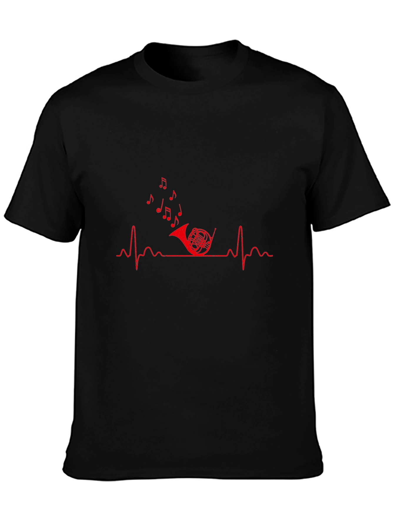 Music Heartbeat French Horn Graphic Tee - Black