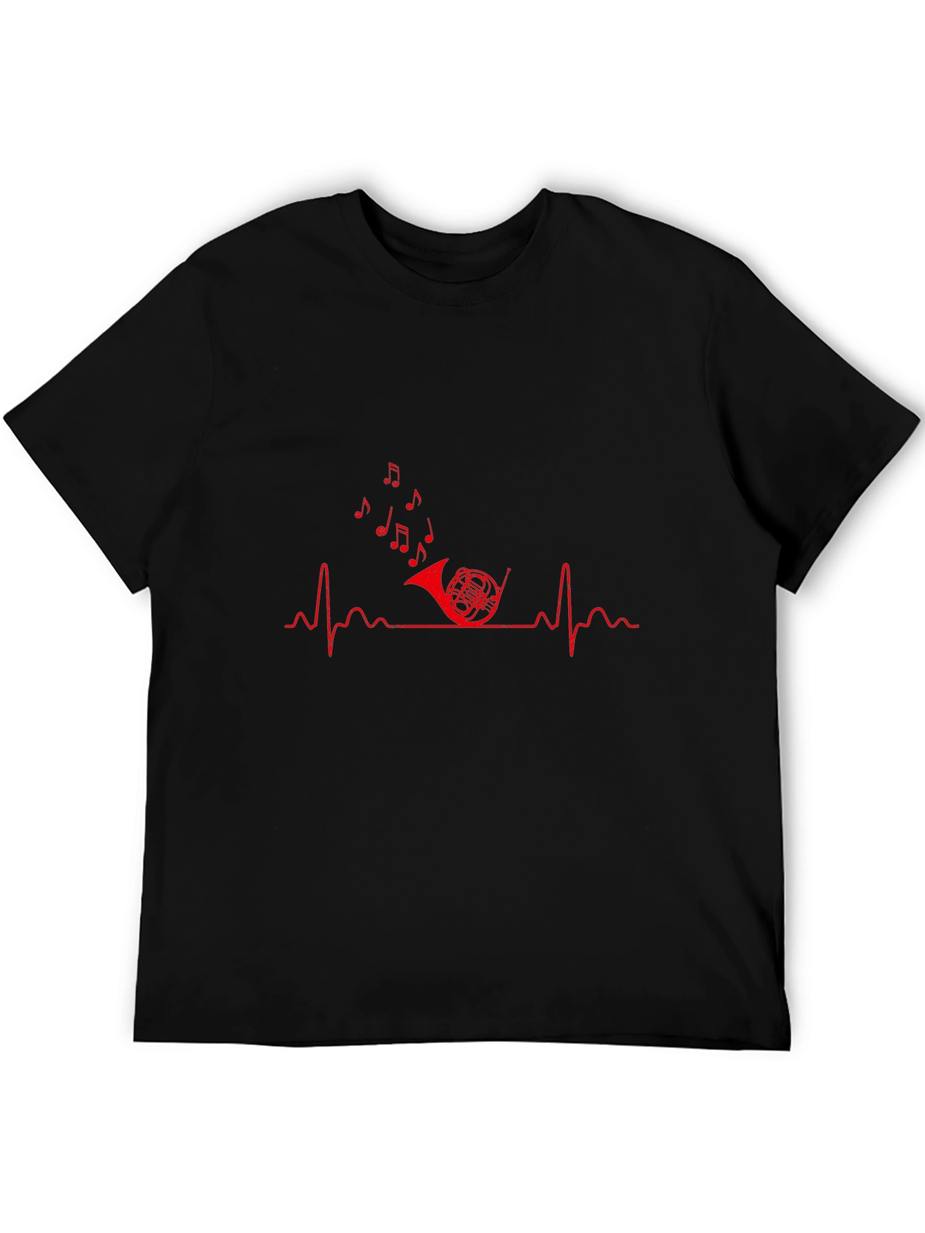Music Heartbeat French Horn Graphic Tee - Black