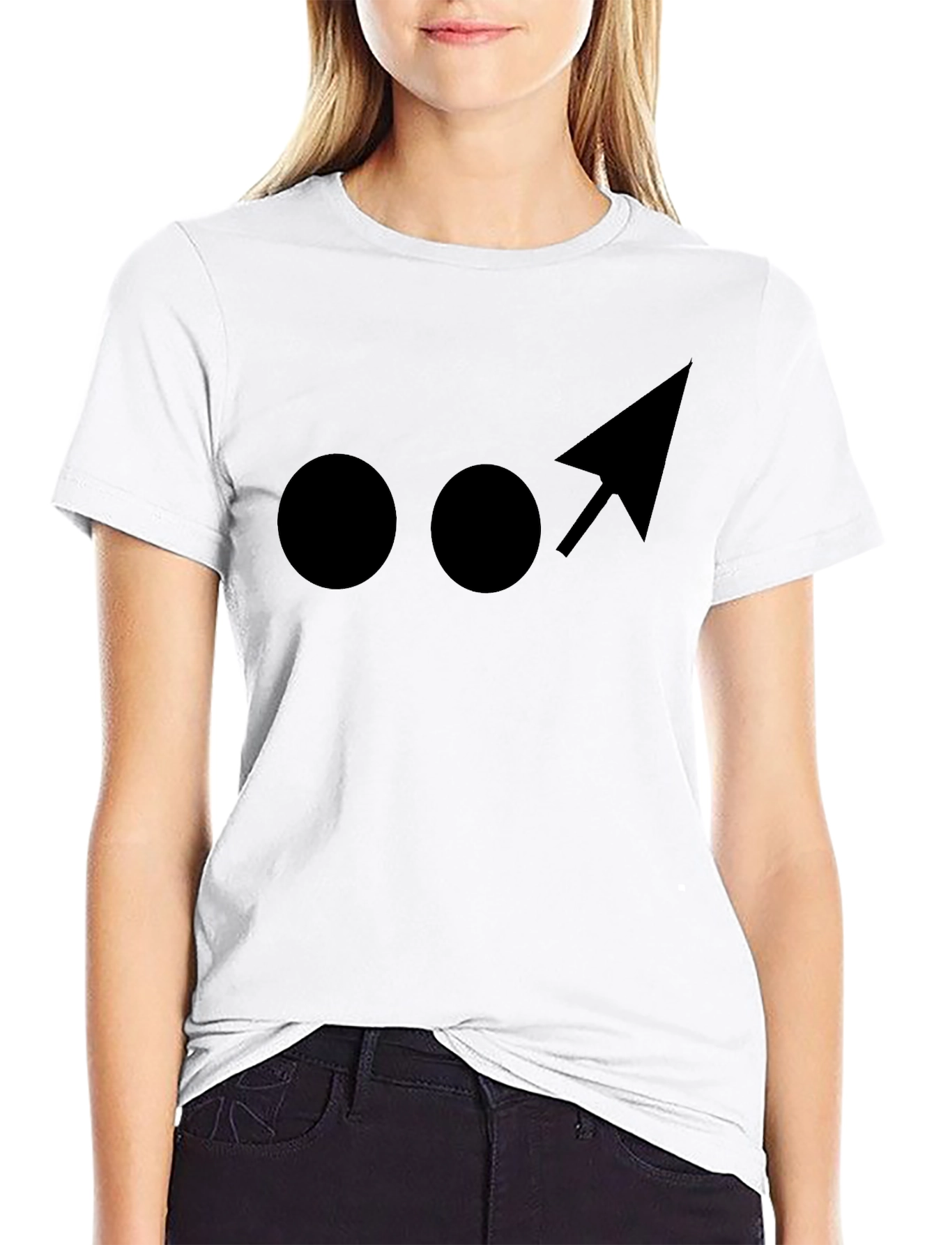 Modern Black Graphic Tee - Dots and Arrow Design