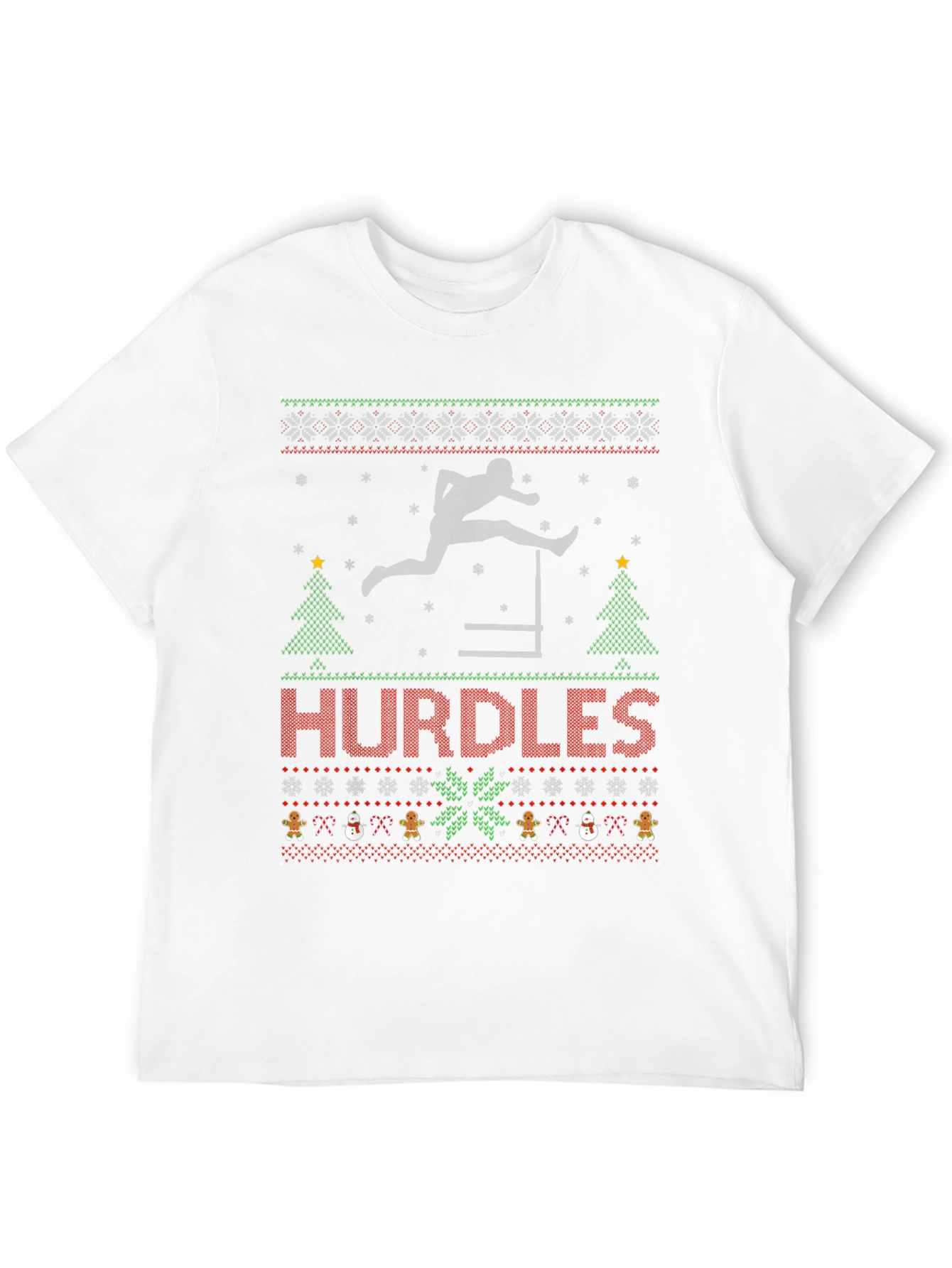 Hurdles Ugly Christmas Sweater T-Shirt - Track & Field