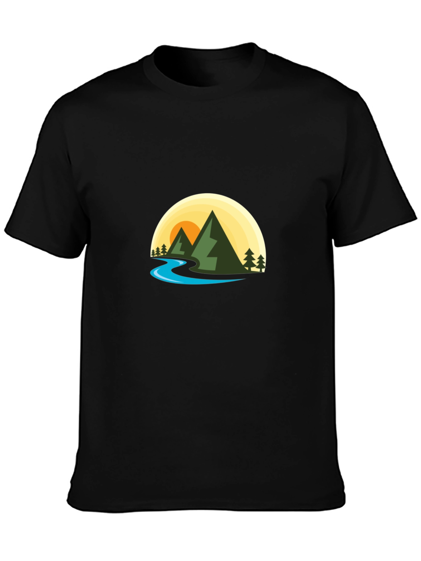 Nature Graphic Tee - Mountain River Scene
