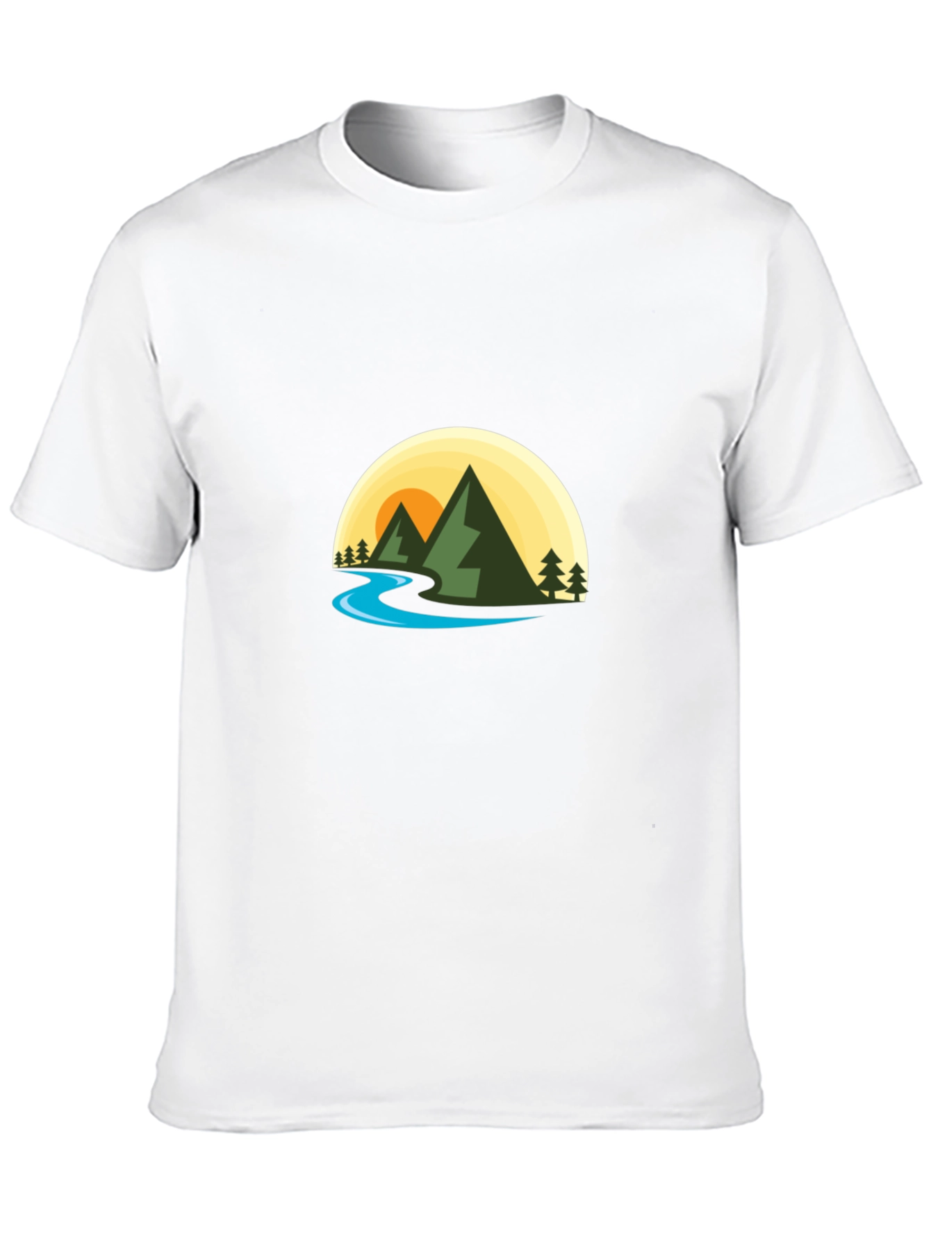 Nature Graphic Tee - Mountain River Scene