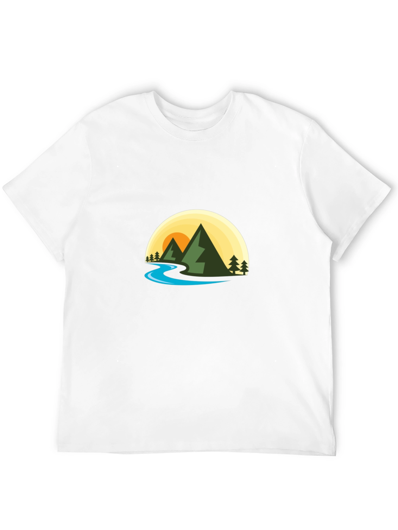 Nature Graphic Tee - Mountain River Scene