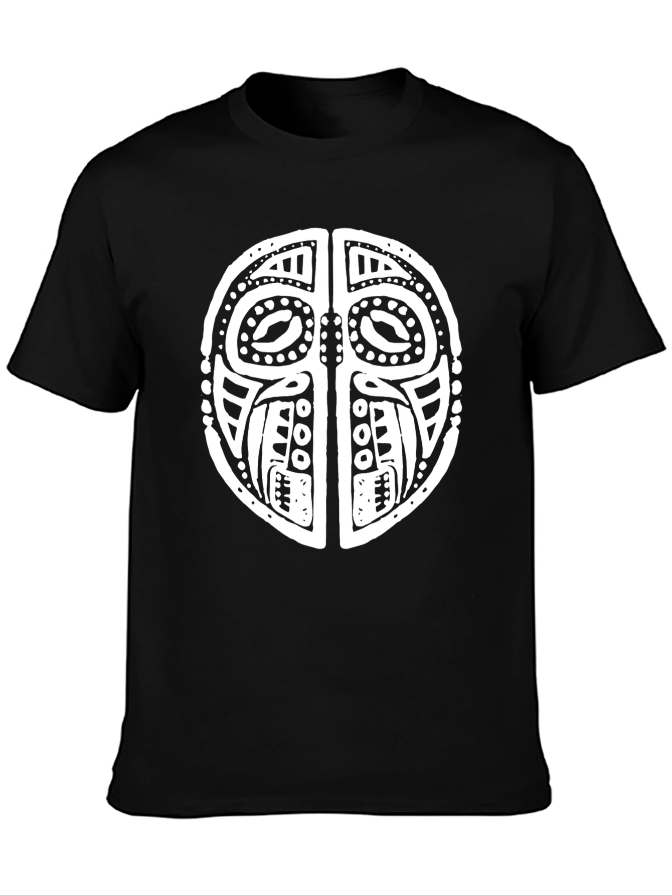 Tribal Mask Graphic T-Shirt - Black