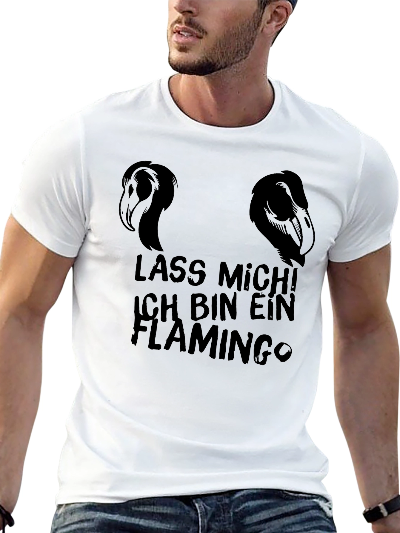 Lass Mich! Flamingo Graphic Black T-Shirt