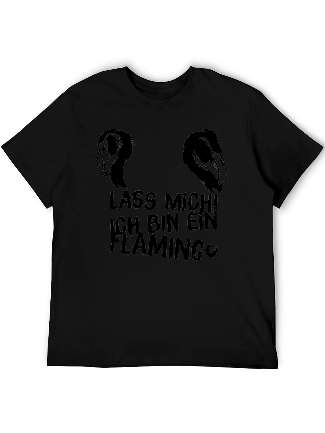 Lass Mich! Flamingo Graphic Black T-Shirt