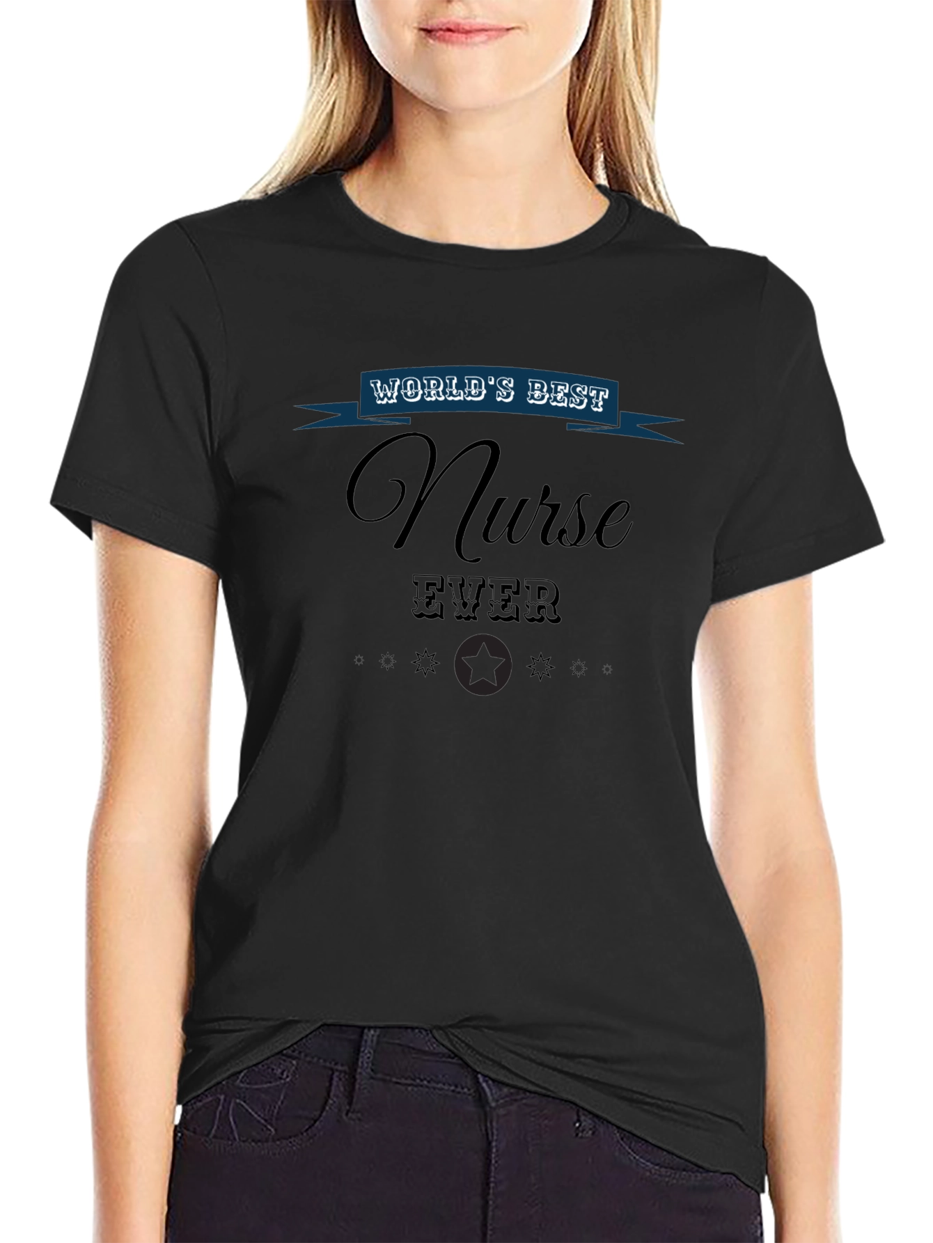 Worlds Best Nurse Ever Graphic Tee - Black