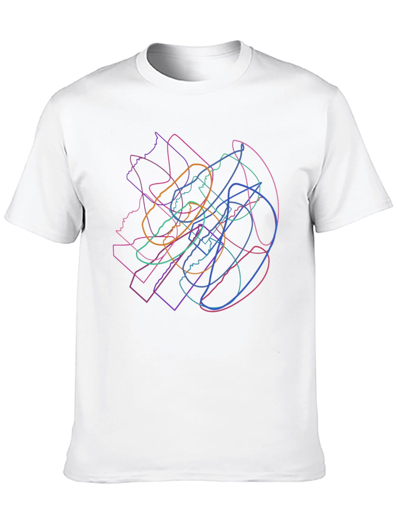 Abstract Line Art Graphic Tee - Soft Black Cotton