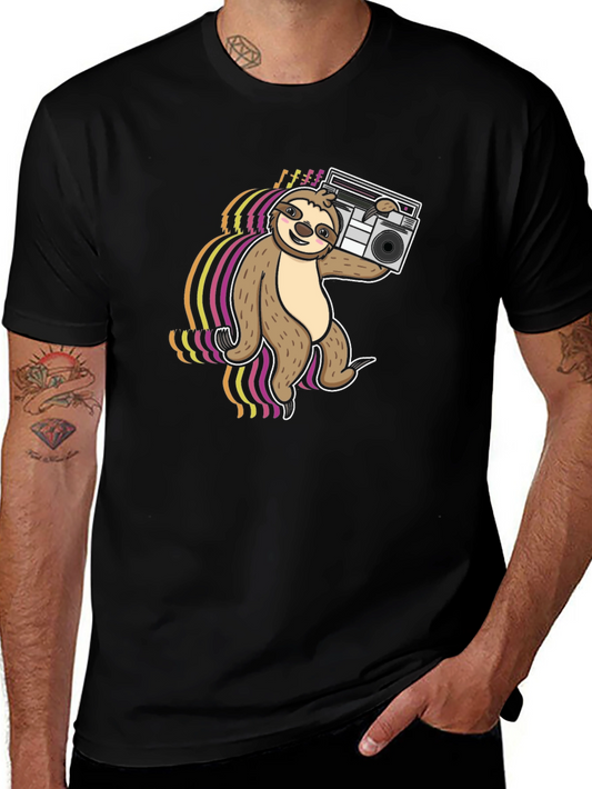 Sloth DJ T-Shirt - Black Graphic Tee