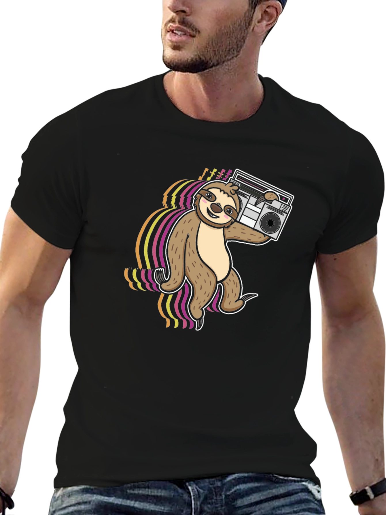 Sloth DJ T-Shirt - Black Graphic Tee