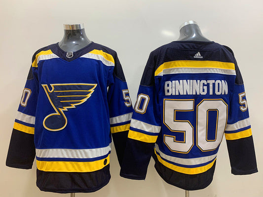 Men's St. Louis Blues Jordan Binnington #50 Blue Home Breakaway Player Jerseys