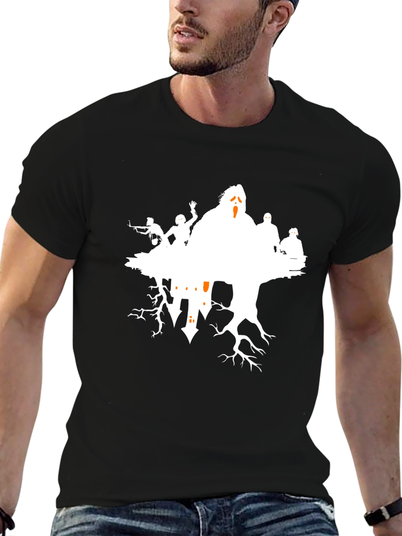 Ghost Face Silhouette T-Shirt - Black