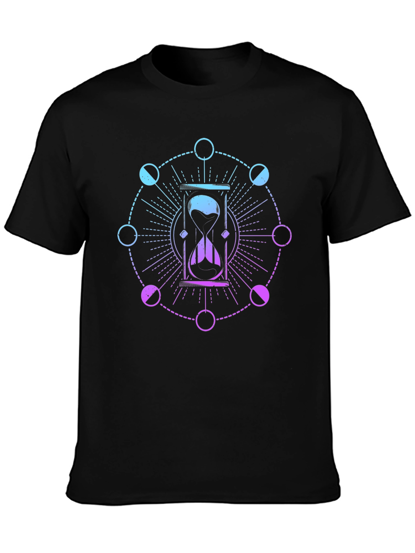 Hourglass and Moon Phases Black T-Shirt