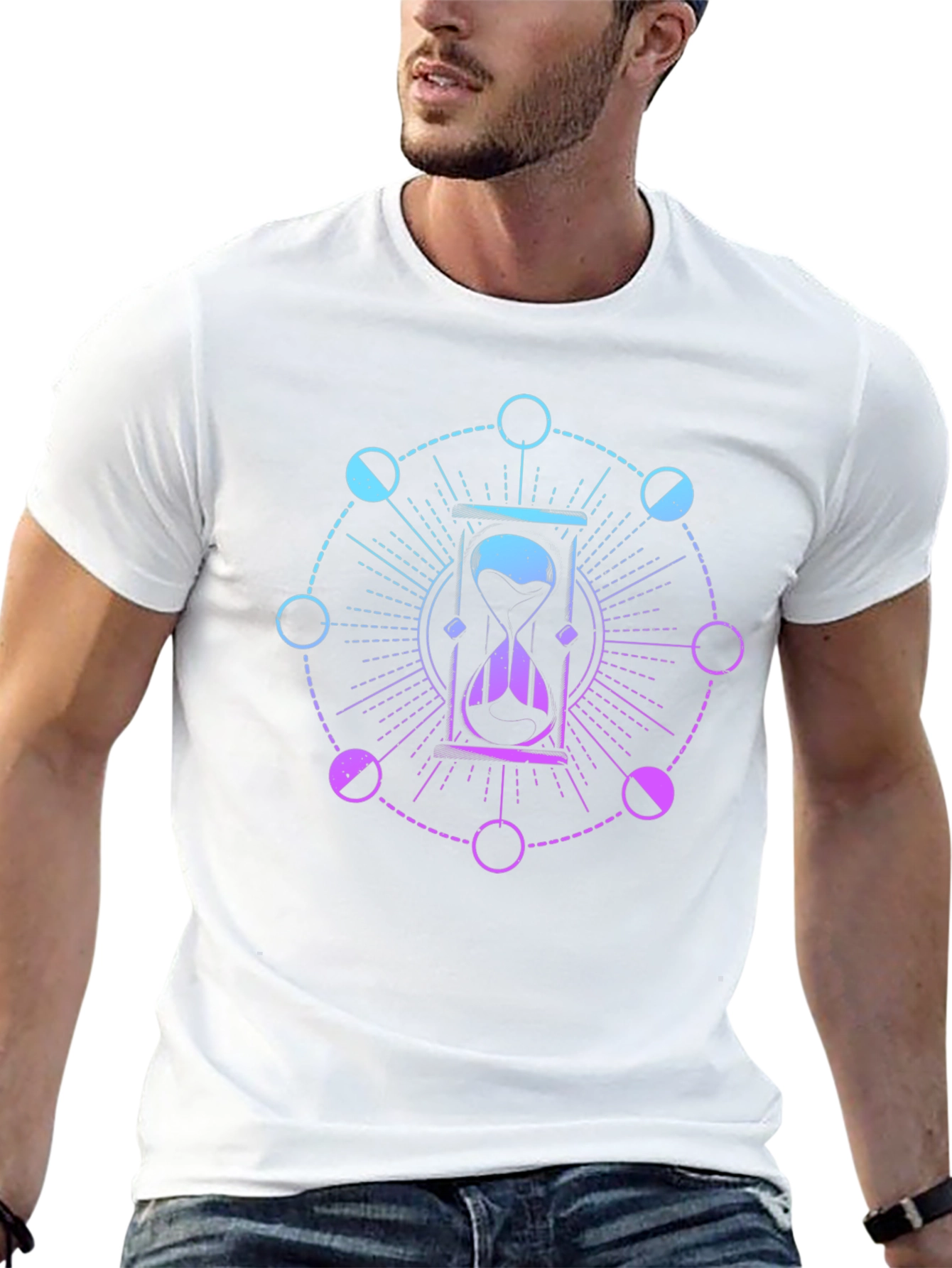 Hourglass and Moon Phases Black T-Shirt