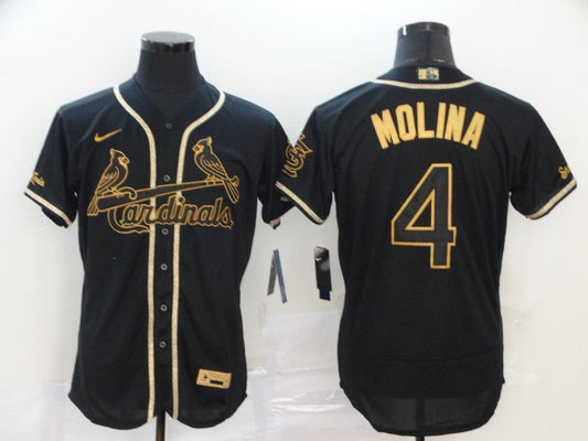 Men's St. Louis Cardinals Yadier Molina #4 Black Stitched Jerseys