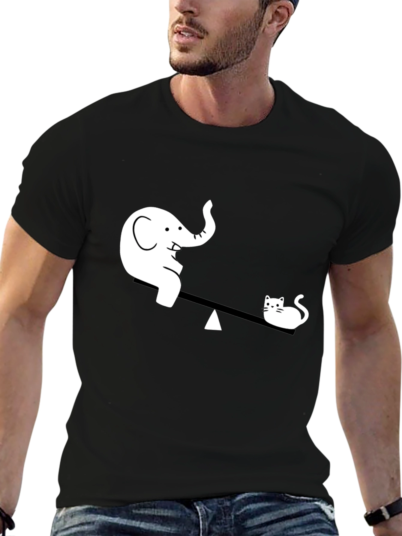 Elephant vs. Cat Tee - Funny Graphic T-Shirt