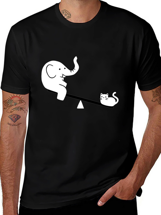 Elephant vs. Cat Tee - Funny Graphic T-Shirt