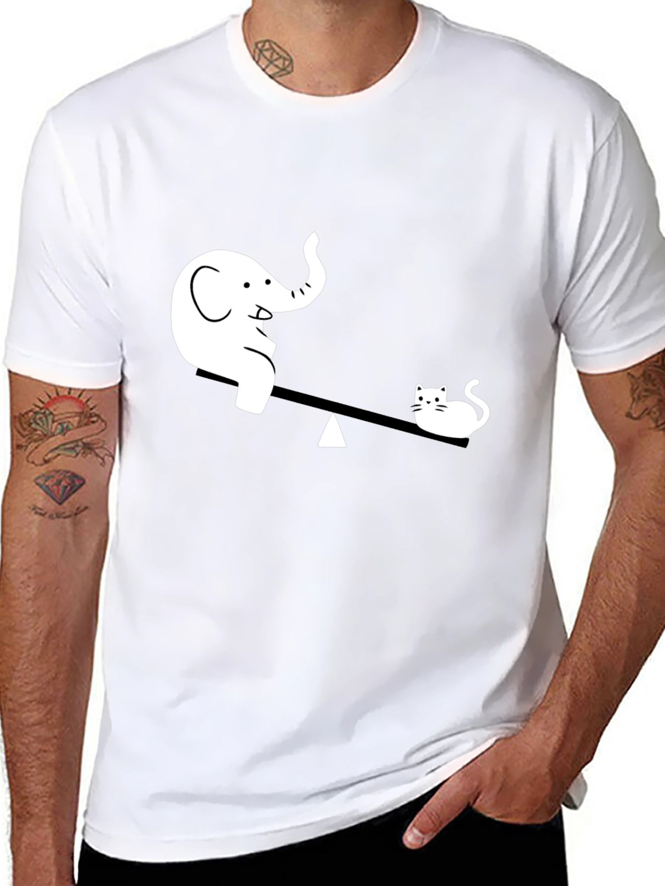 Elephant vs. Cat Tee - Funny Graphic T-Shirt