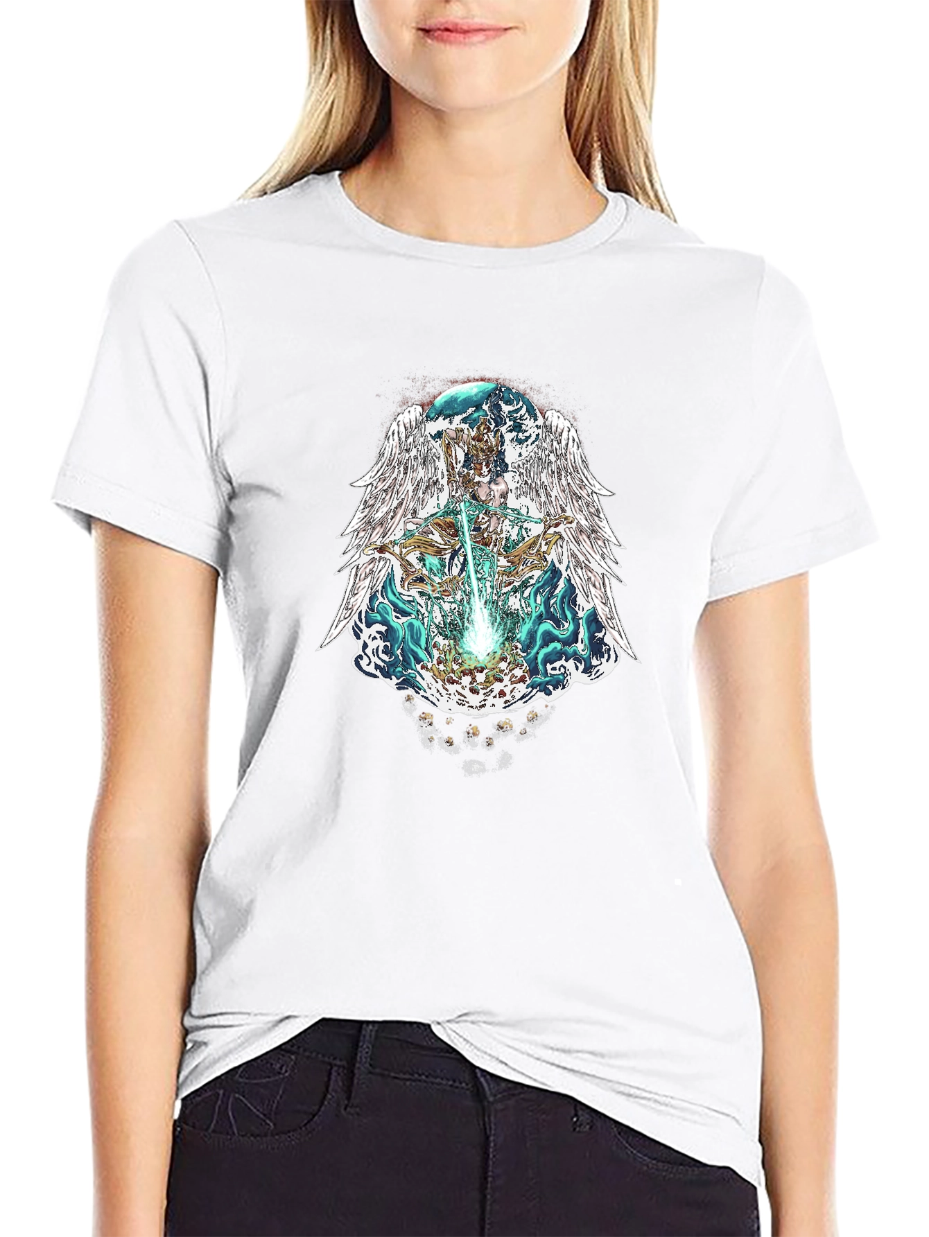 Angelic Warrior Graphic Tee - Black
