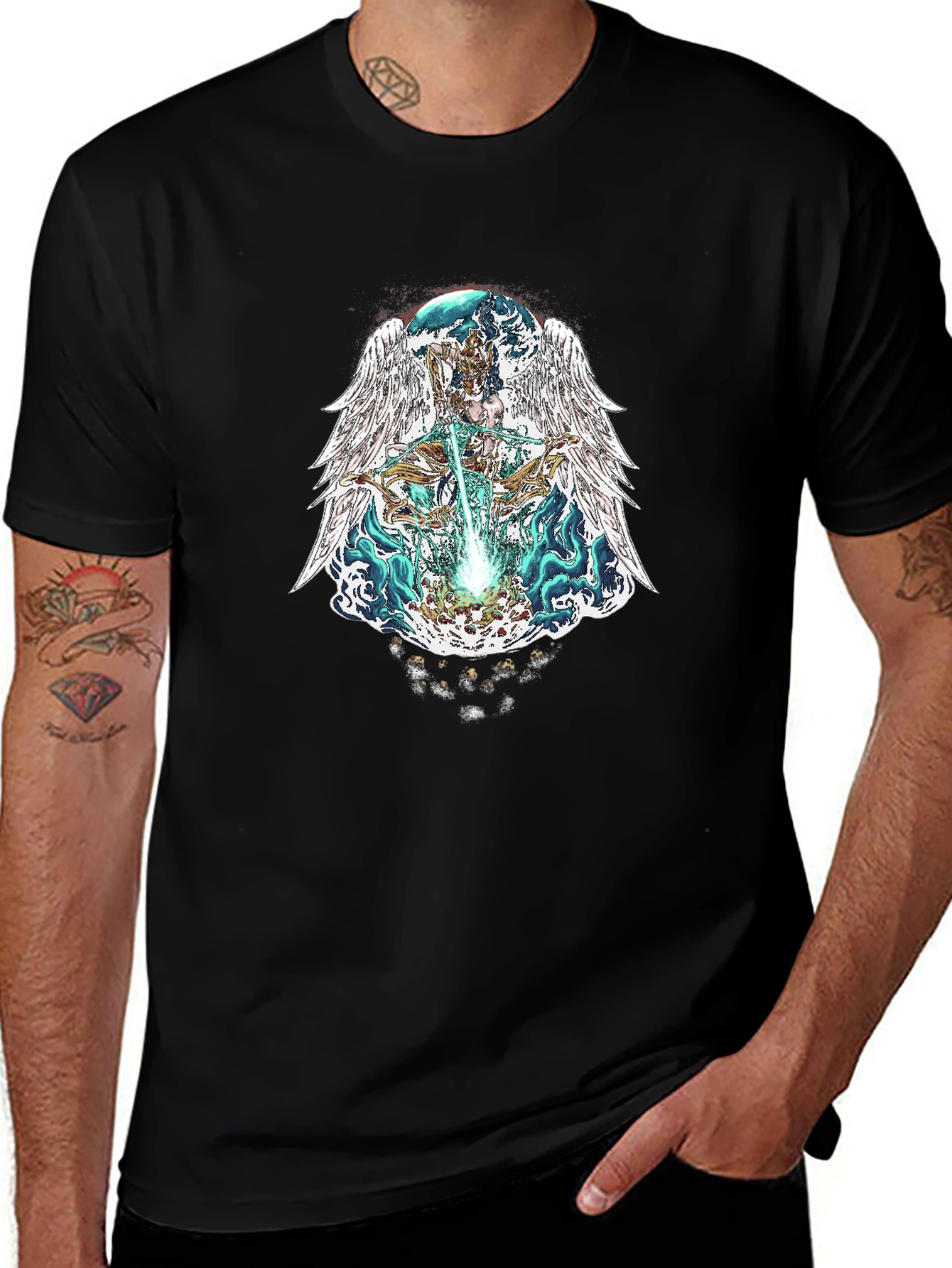 Angelic Warrior Graphic Tee - Black