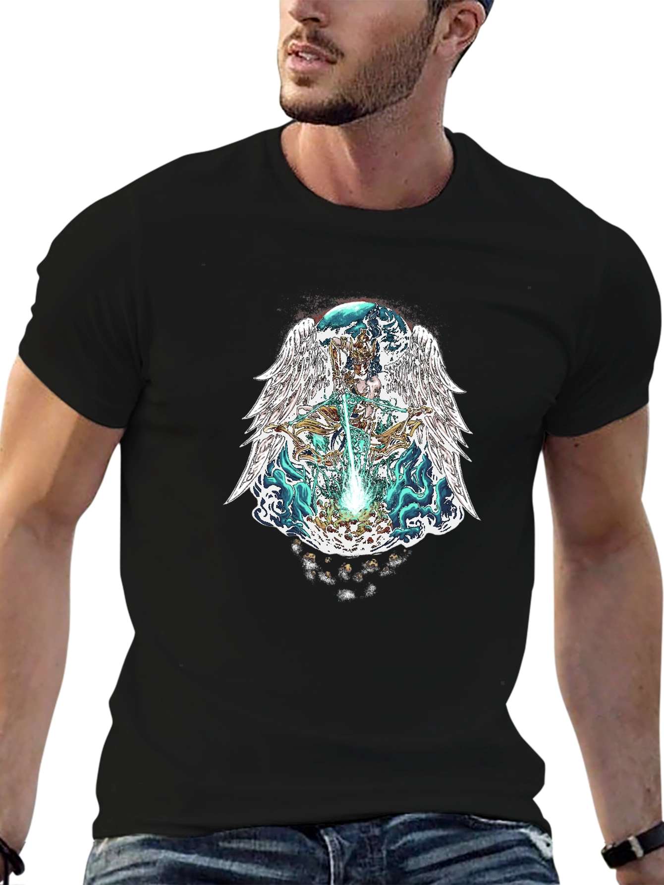 Angelic Warrior Graphic Tee - Black