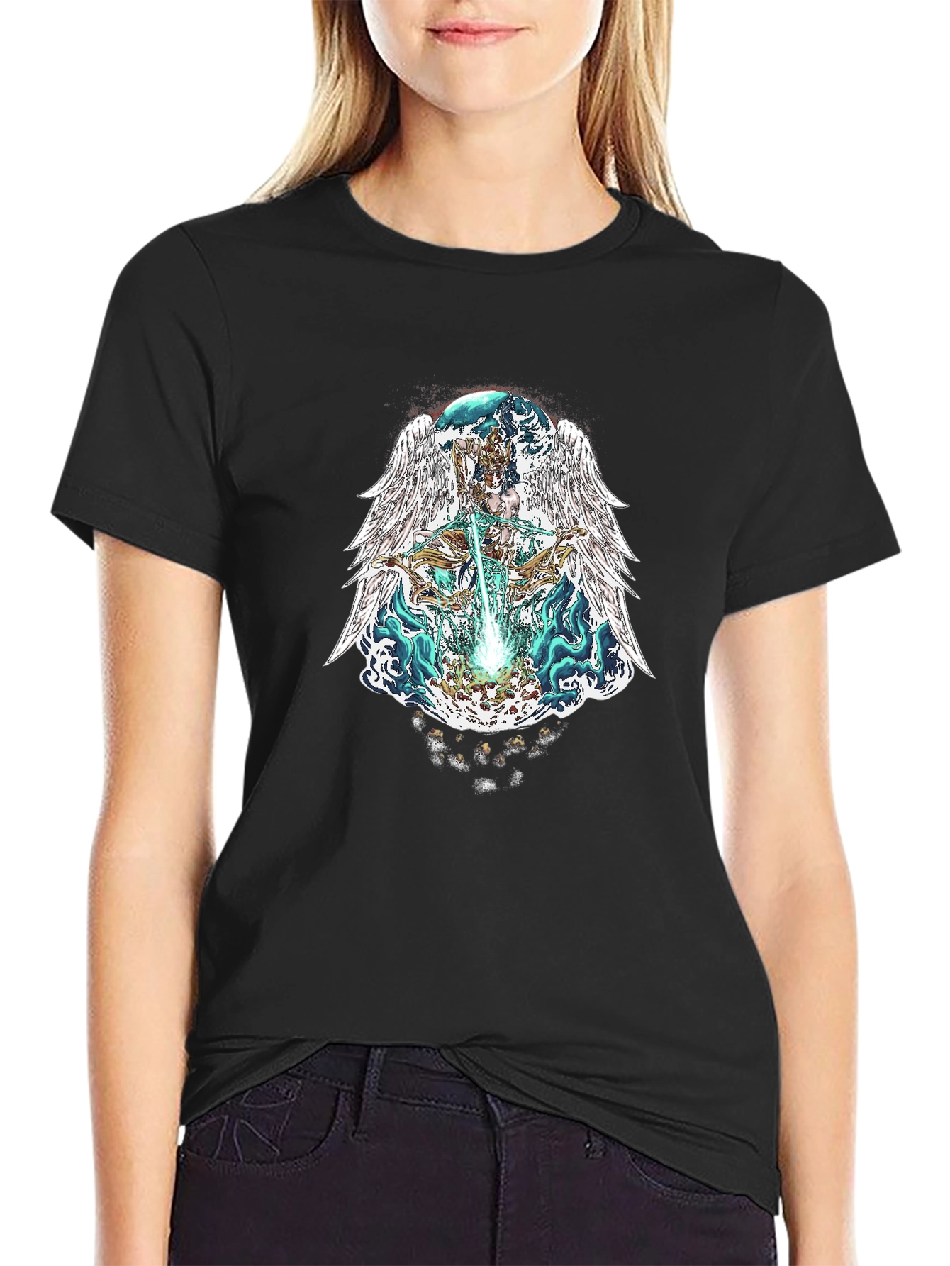Angelic Warrior Graphic Tee - Black