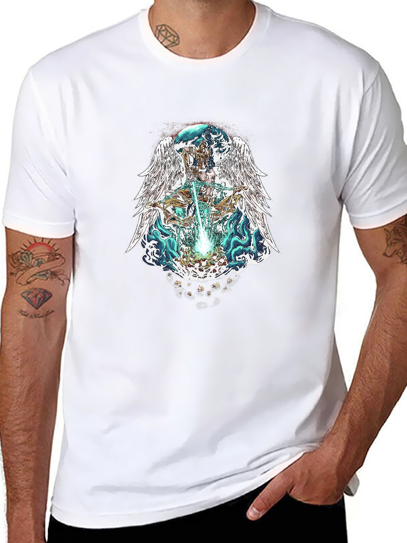 Angelic Warrior Graphic Tee - Black