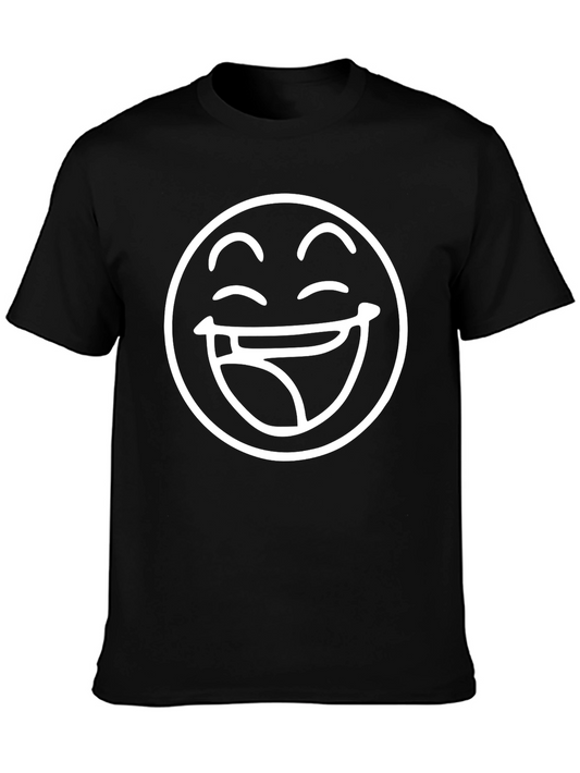 Laughing Face Graphic T-Shirt - Black Cotton Tee