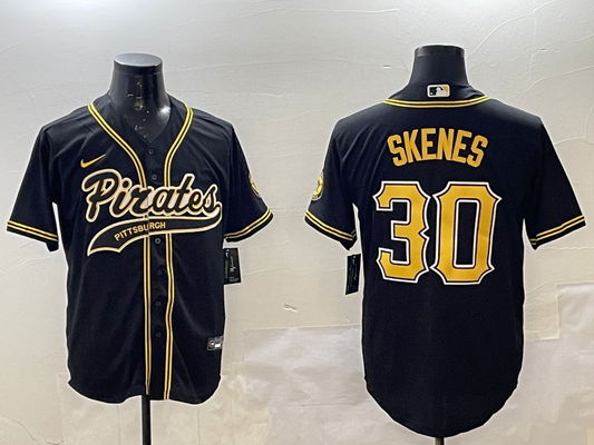 Men's Pittsburgh Pirates Paul Skenes #30 Black Replica Game Jerseys