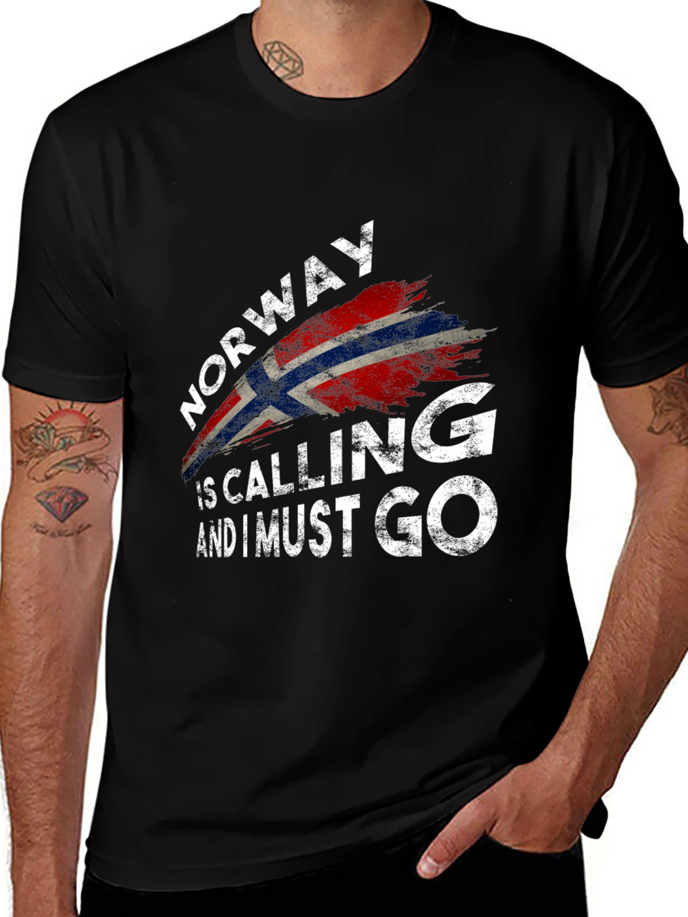 Norway Calling T-Shirt - Black Crew Neck Tee