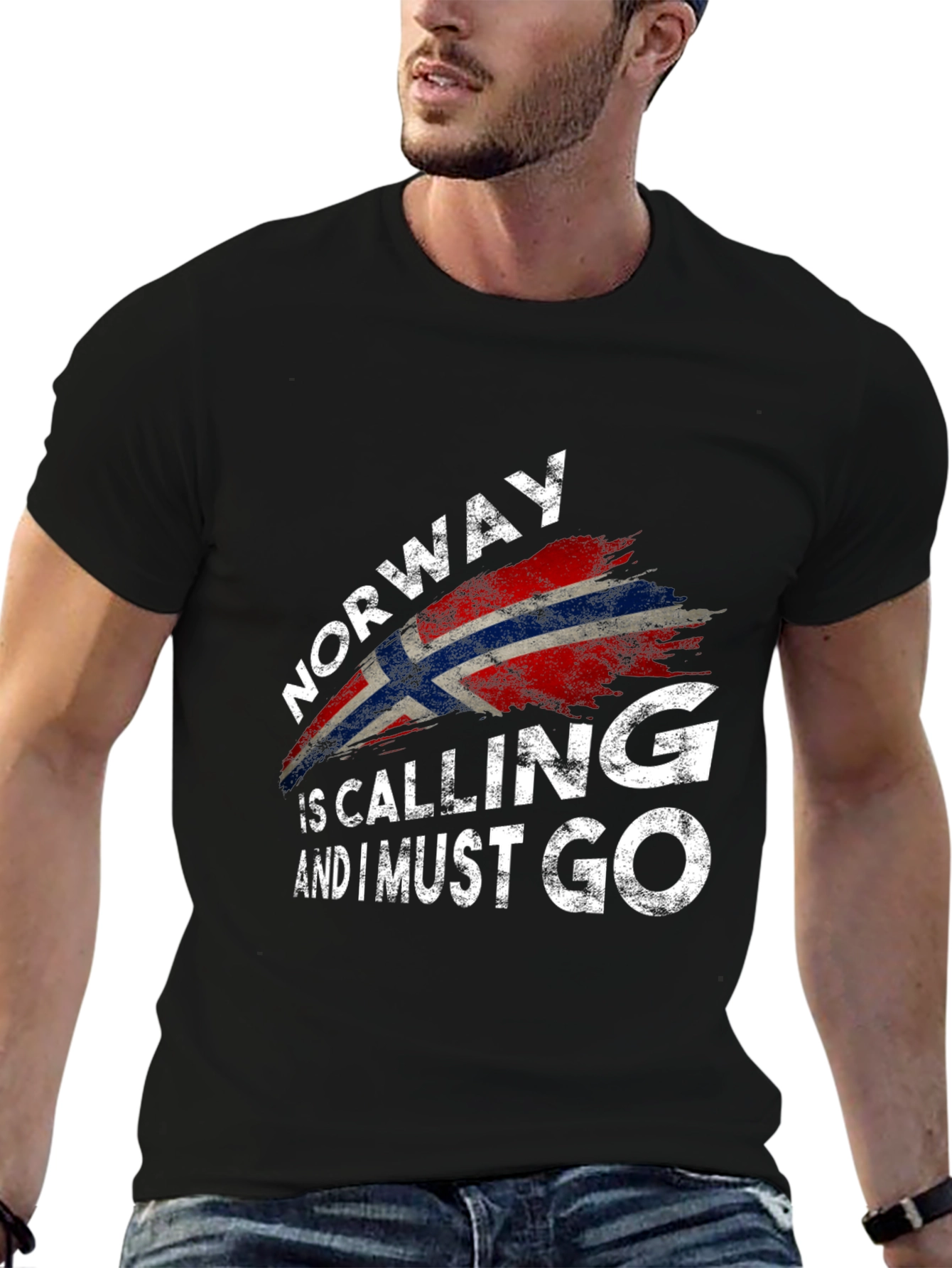 Norway Calling T-Shirt - Black Crew Neck Tee
