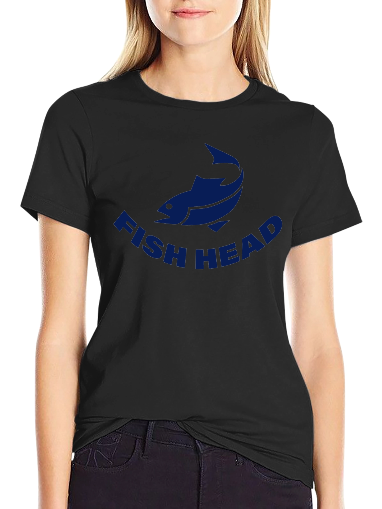 Fish Head Graphic Tee - Casual Crew Neck T-Shirt