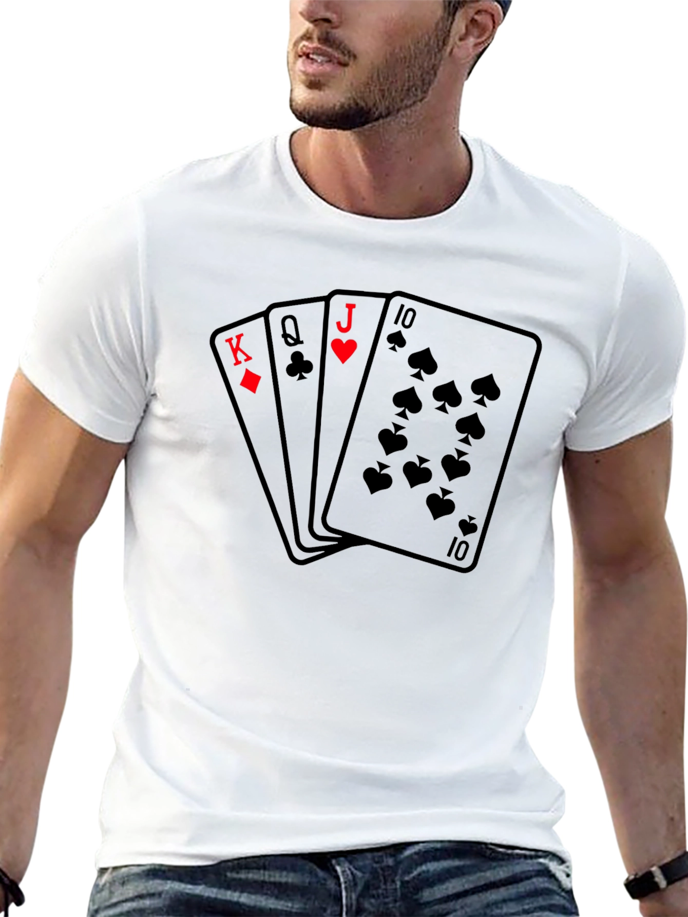 Poker Hand T-Shirt - Royal Flush Design
