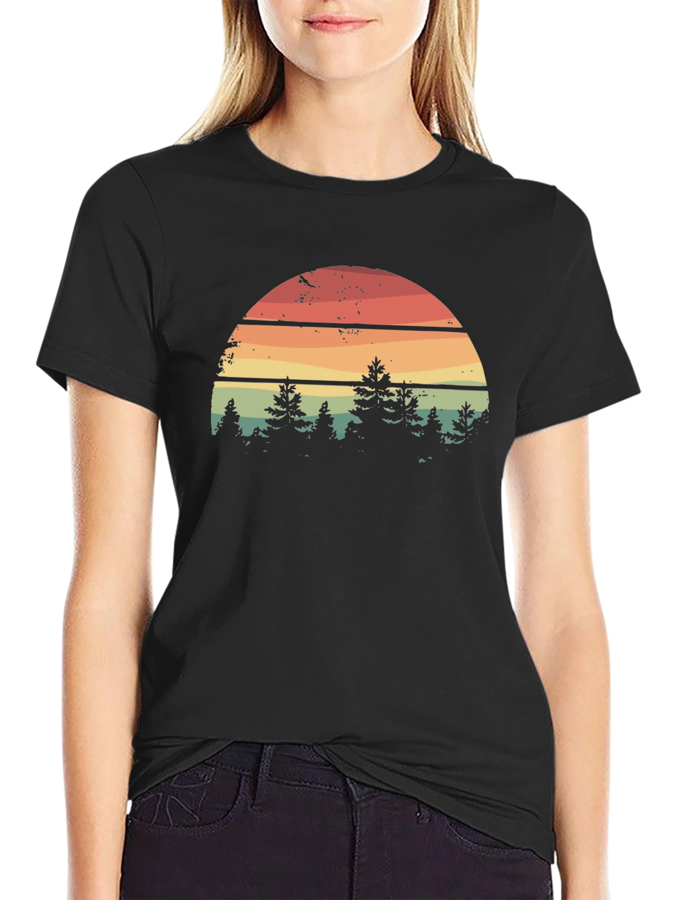 Retro Sunset Forest Graphic Tee