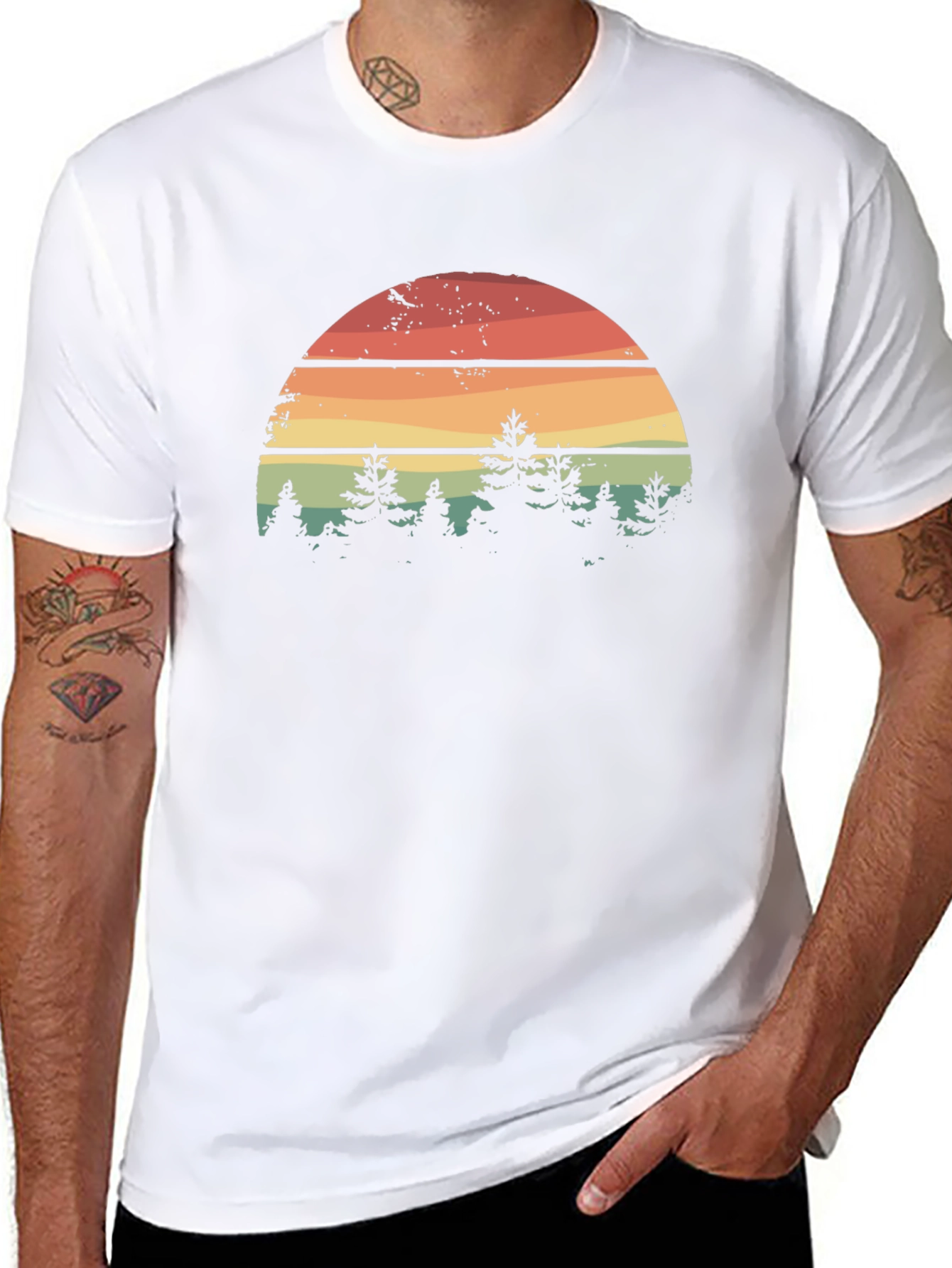 Retro Sunset Forest Graphic Tee