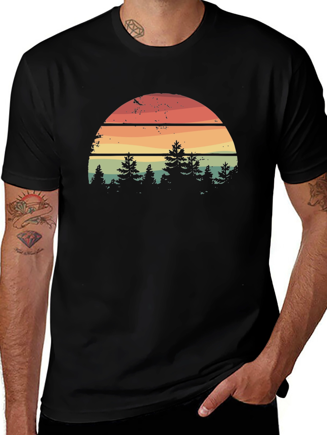 Retro Sunset Forest Graphic Tee