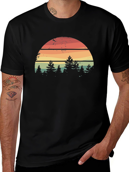 Retro Sunset Forest Graphic Tee