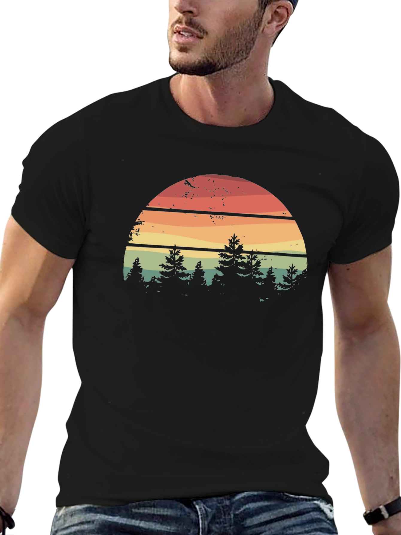 Retro Sunset Forest Graphic Tee