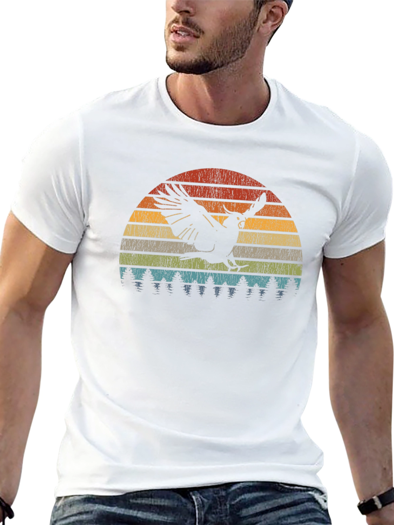Retro Sunset Cockatoo Graphic T-Shirt