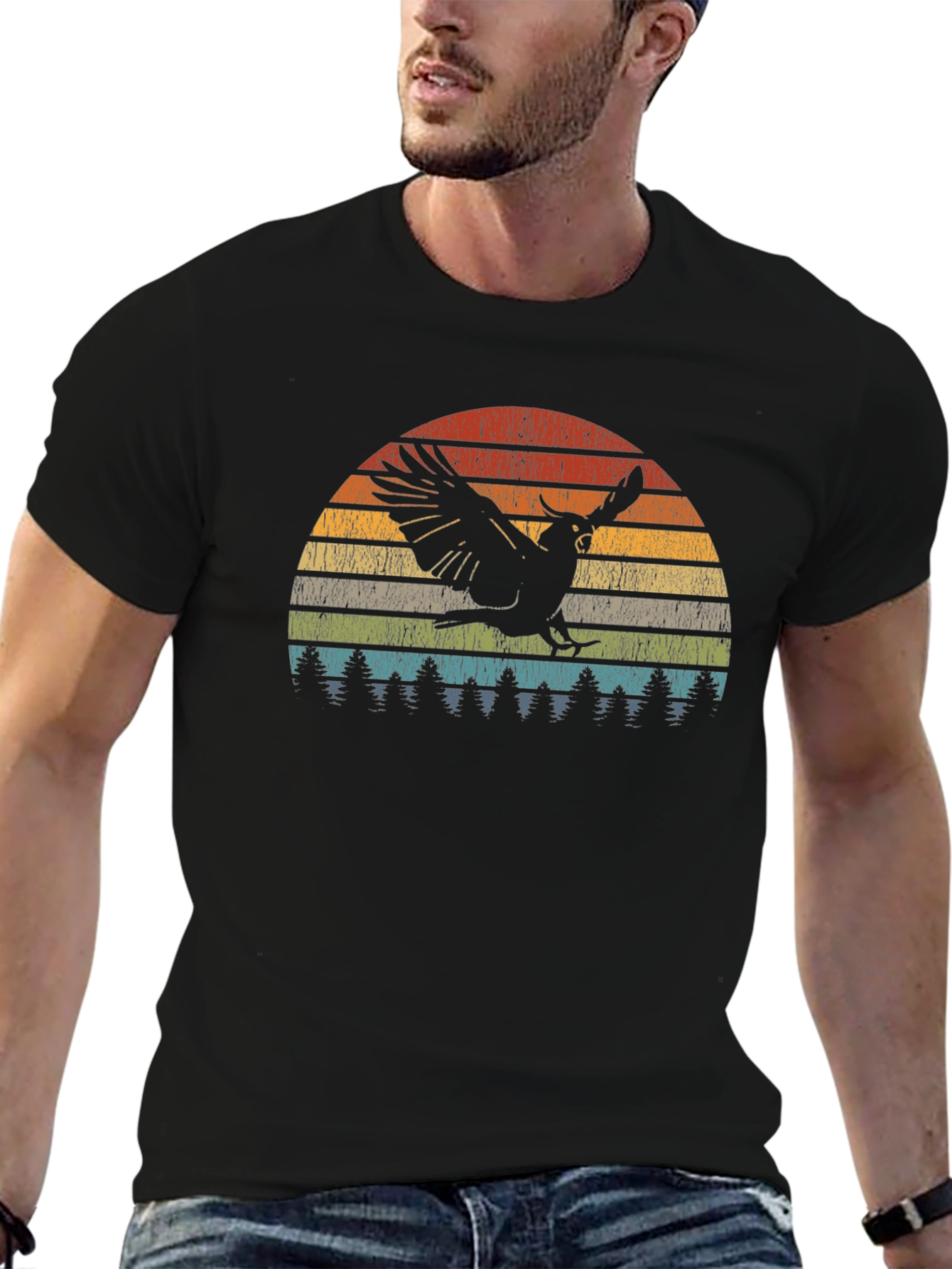 Retro Sunset Cockatoo Graphic T-Shirt