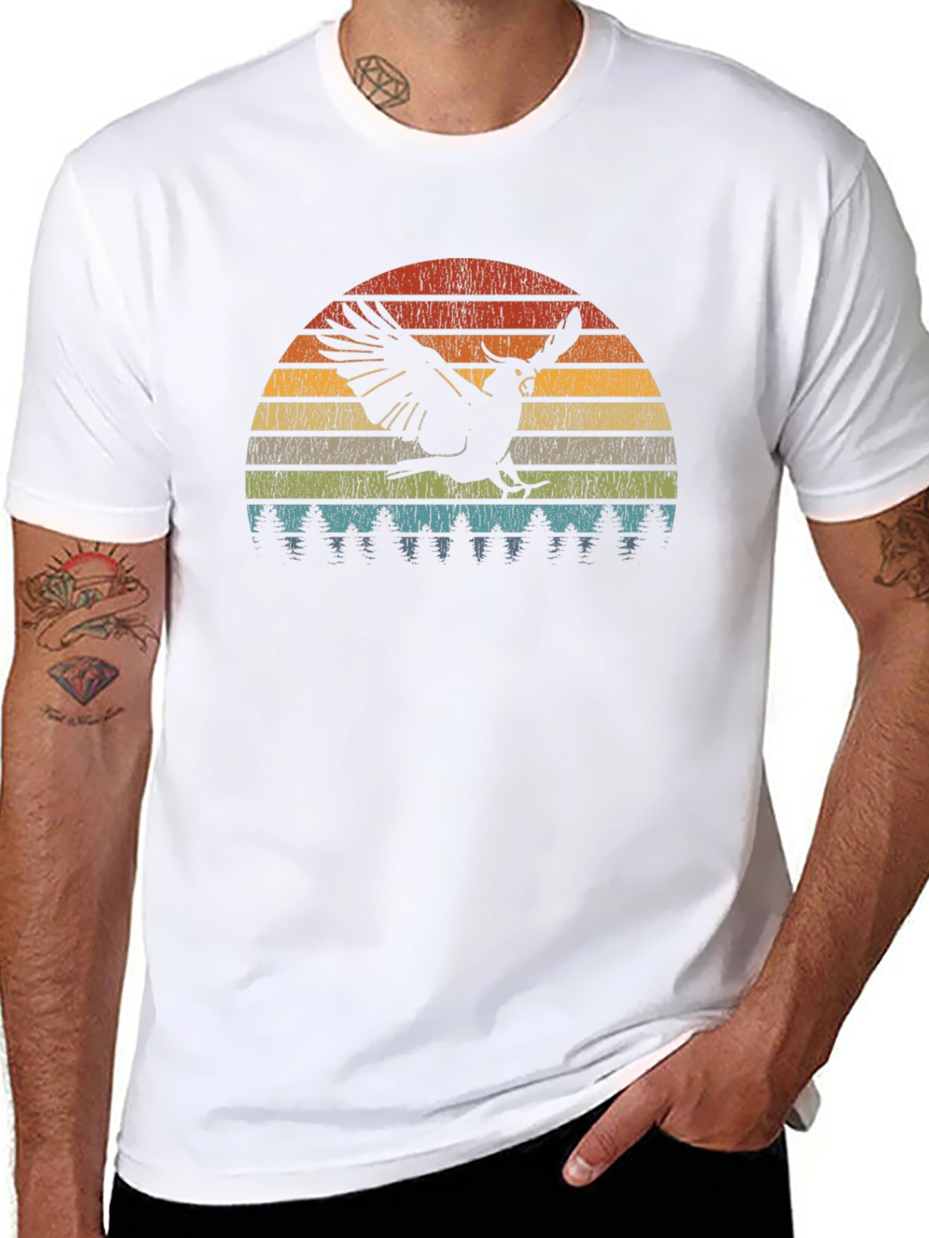 Retro Sunset Cockatoo Graphic T-Shirt