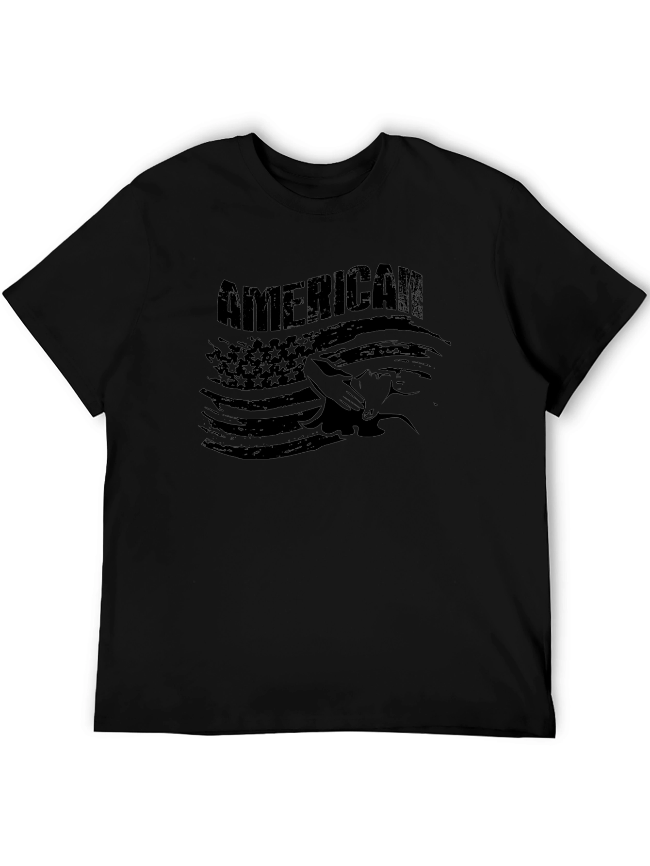 American Flag Graphic Print Black T-Shirt