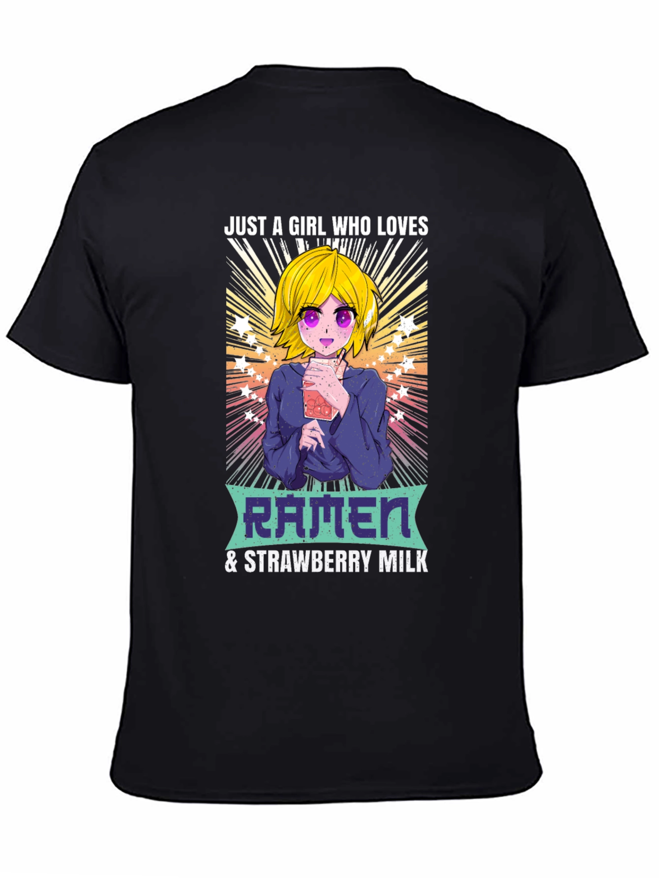 Ramen & Strawberry Milk Anime Girl T-Shirt