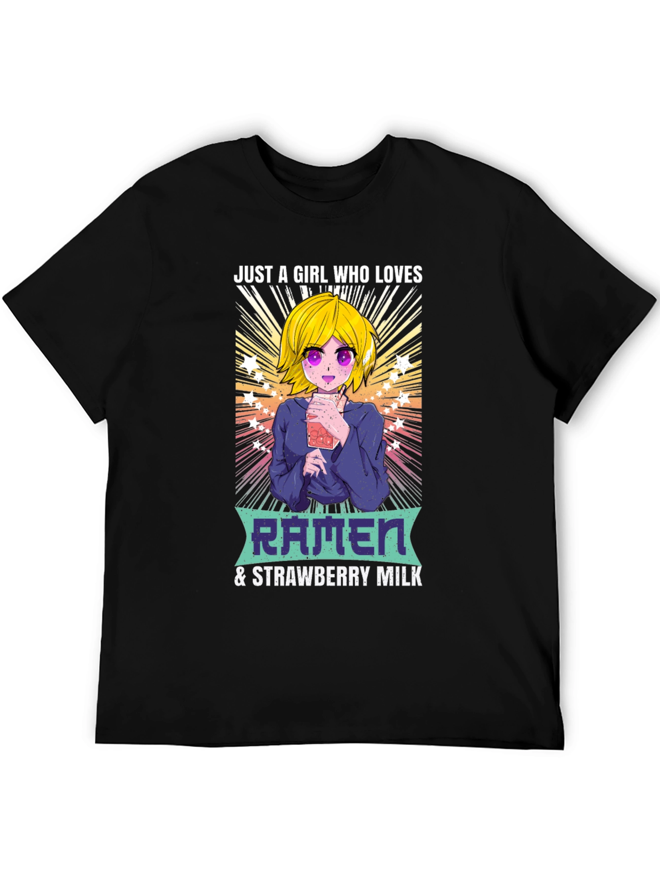 Ramen & Strawberry Milk Anime Girl T-Shirt