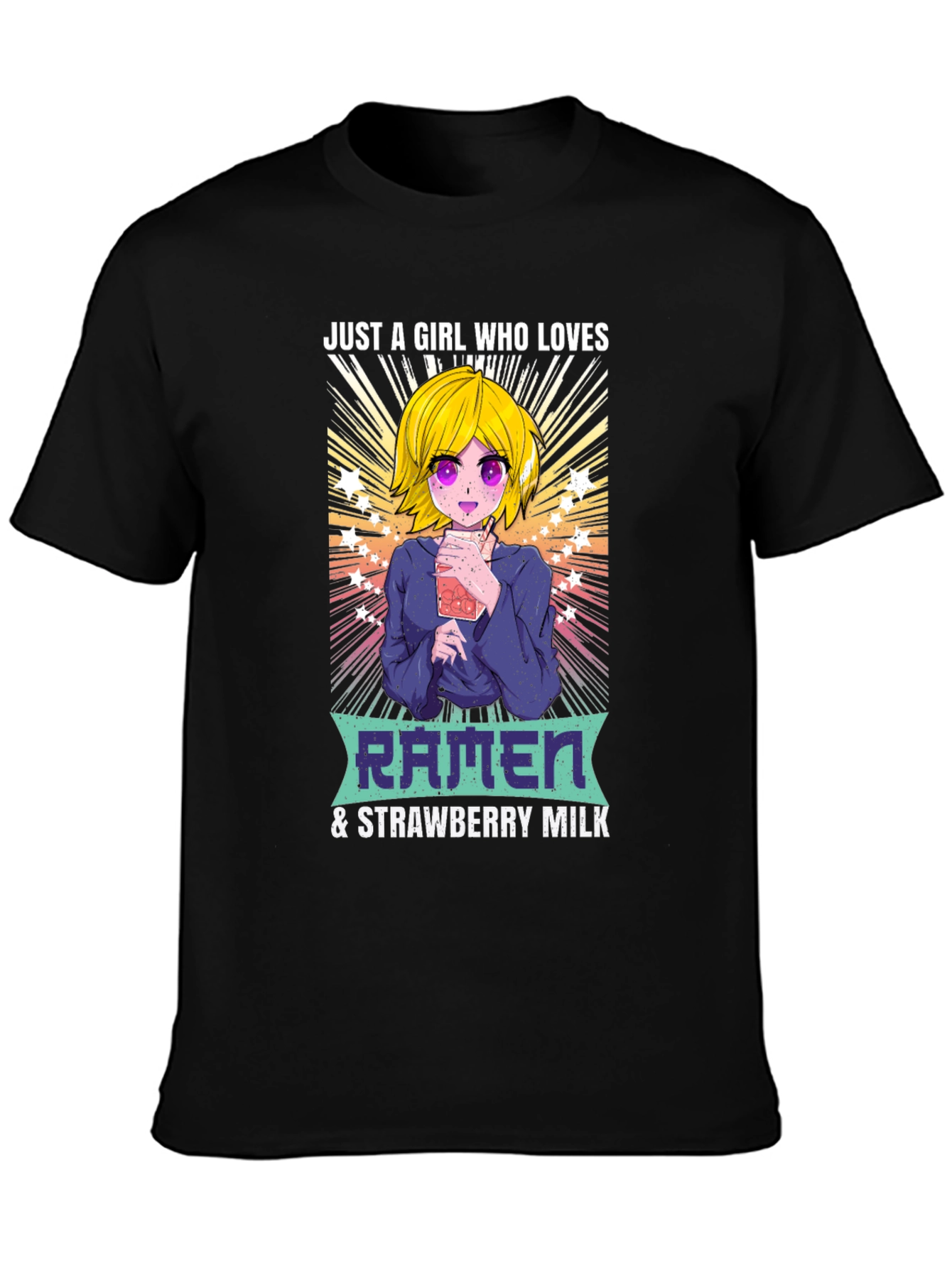Ramen & Strawberry Milk Anime Girl T-Shirt