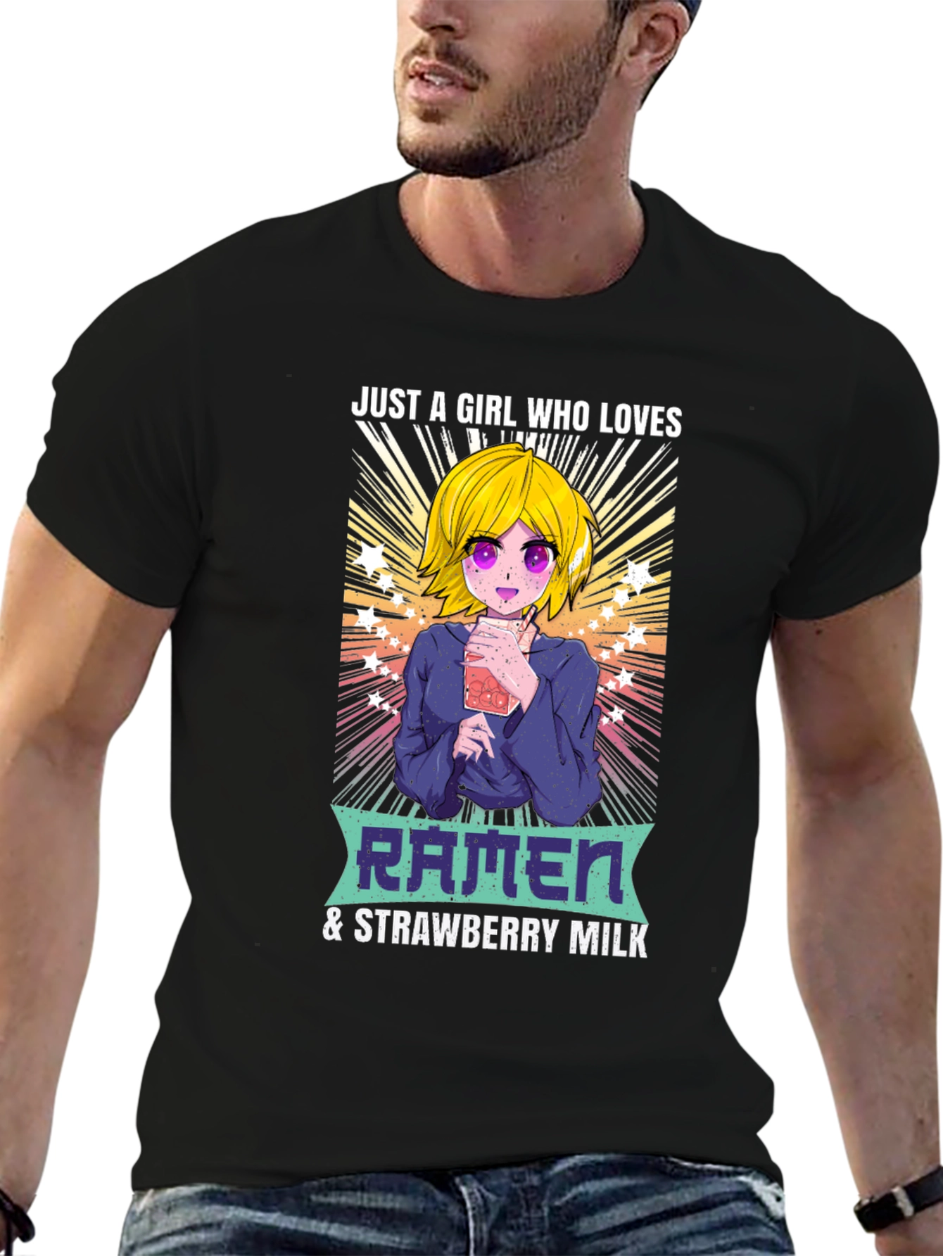 Ramen & Strawberry Milk Anime Girl T-Shirt