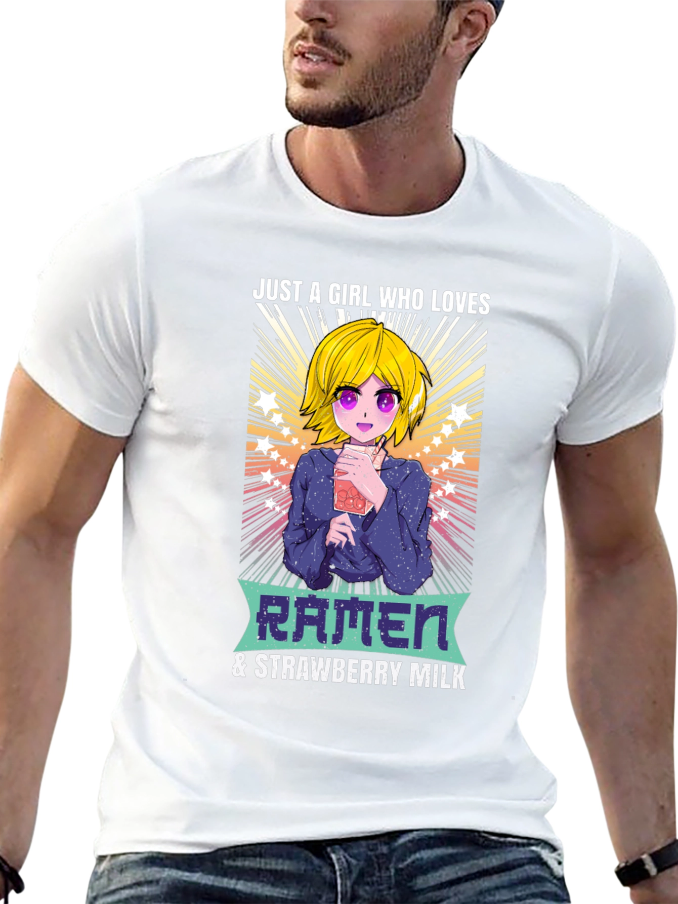 Ramen & Strawberry Milk Anime Girl T-Shirt