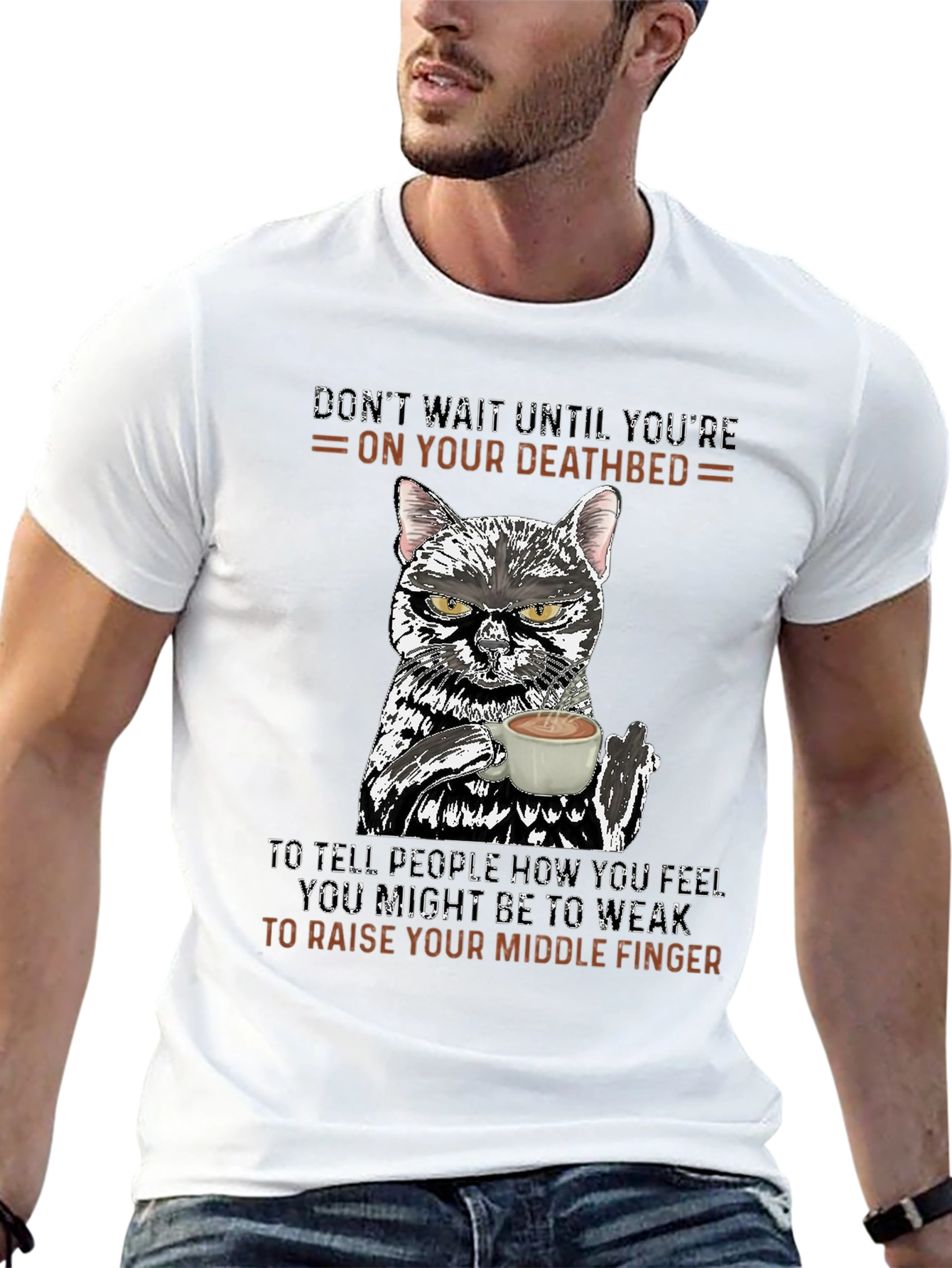 Dont Wait Cat T-Shirt: Middle Finger Attitude