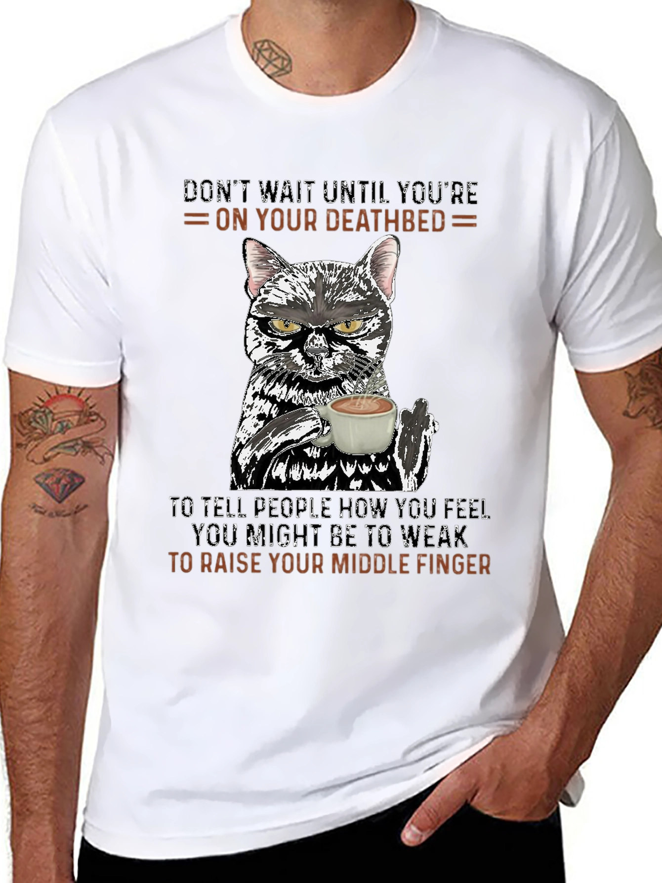 Dont Wait Cat T-Shirt: Middle Finger Attitude